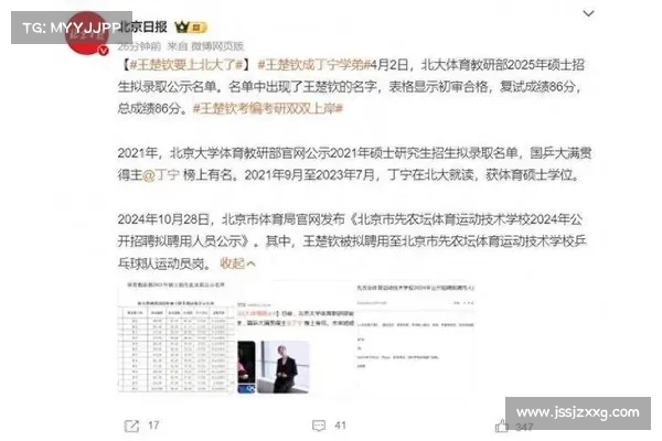 王楚钦即将被北京大学录取为研究生引发关注体育与学术结合新风潮 王楚钦即将被北京大学录取为研究生引发关注体育与学术结合新风潮